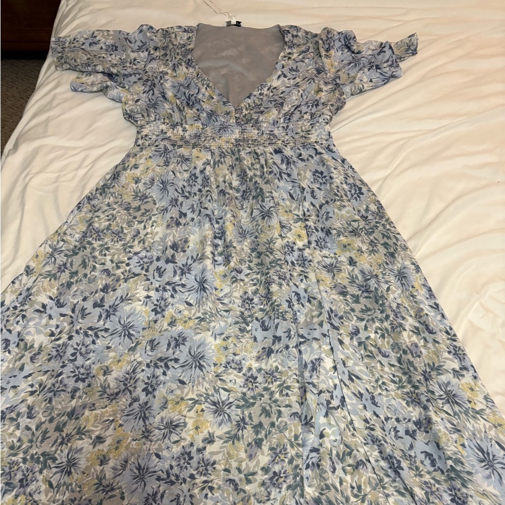 Baltic Born Floral Maxi Dress in Blue and Cream